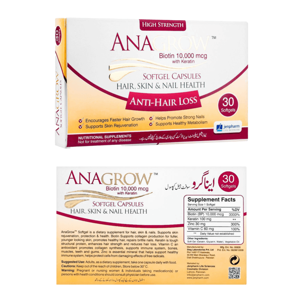 Buy Anagrow Soft Gel Capsules 30 Softgels For Hair, Skin & Nail Health By Jenpharm With Best Price In Pakistan - AAB Fashion Galleria