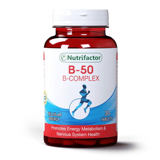 Buy B-50 B-COMPLEX 30 Tablets For Promotes Energy Metabolism & Nervous System Health By Nutrifactor With Best Price In Pakistan - AAB Fashion Galleria