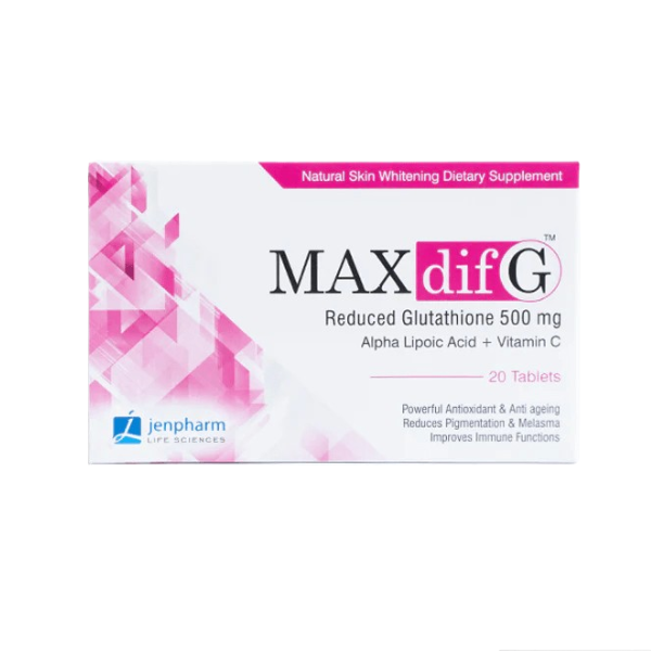 Buy Maxdif G 500mg 20 Tablets For Lightens Skin Tone By Jenpharm With Best Price In Pakistan - AAB Fashion Galleria